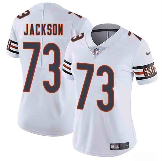 Women's Chicago Bears #73 Jonah Jackson White 2025 Vapor Stitched Jersey(Run Small)